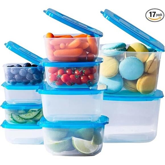 Food storage containers set attached lids plastic reusable meal prep organizer - Picture 7 of 7